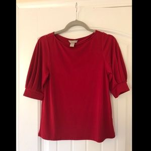 Red H&M jersey material dressy blouse